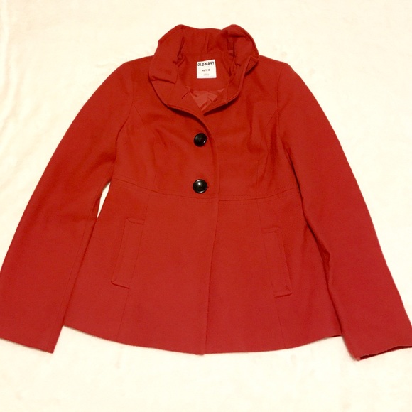 Red Pea Coat w/ Ruffle Collar! - Picture 5 of 7